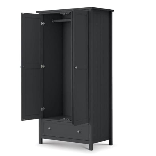 Madge Wooden Wardrobe With 2 Doors And 1 Drawer In Anthracite_2