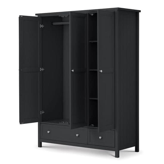 Madge Wooden Wardrobe With 3 Doors And 2 Drawers In Anthracite_2