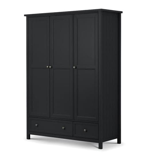 Madge Wooden Wardrobe With 3 Doors And 2 Drawers In Anthracite_1