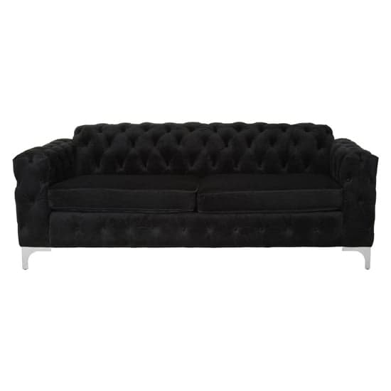 Madine Upholstered Velvet 3 Seater Sofa In Black_2