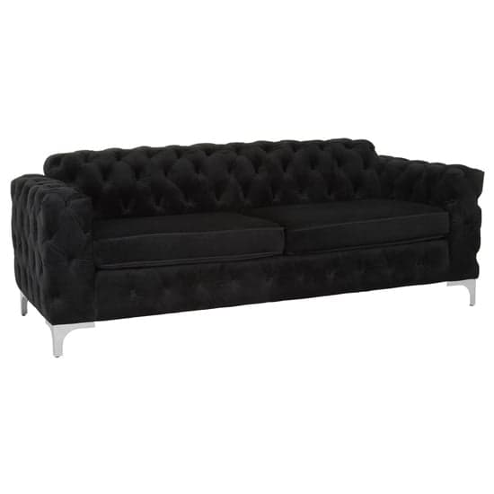 Madine Upholstered Velvet 3 Seater Sofa In Black_1