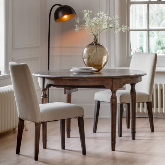 Madisen Round Wooden Extending Dining Table In Coffee_3