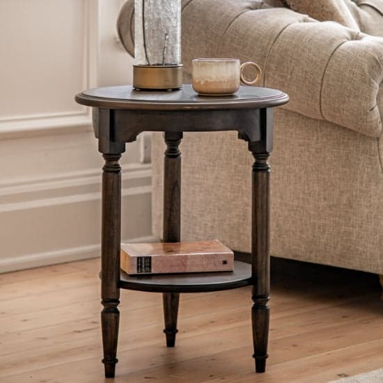 Madisen Round Wooden Side Table In Coffee_1