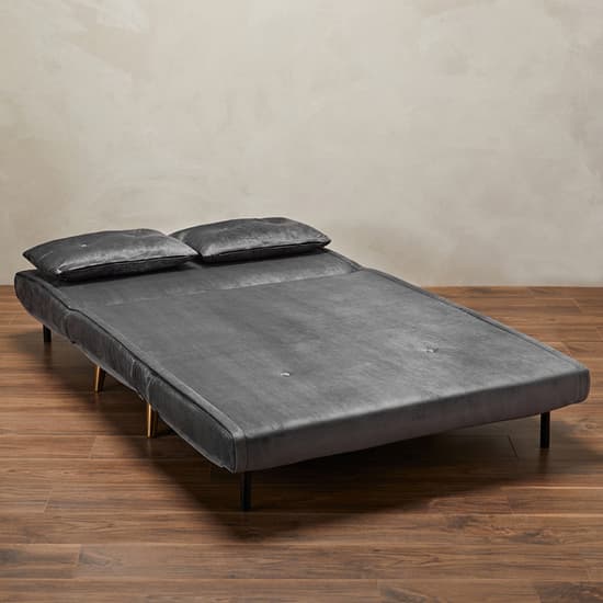 Madisen Velvet Sofa Bed With Gold Legs In Grey Furniture in Fashion
