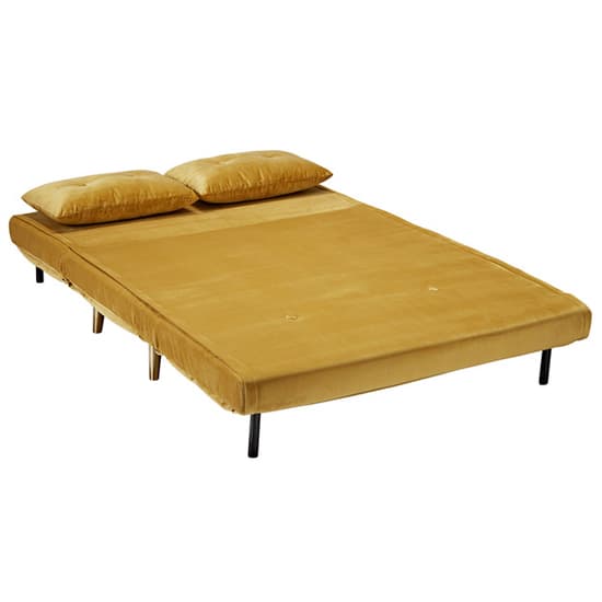 Madisen Velvet Sofa Bed With Gold Legs In Mustard_4