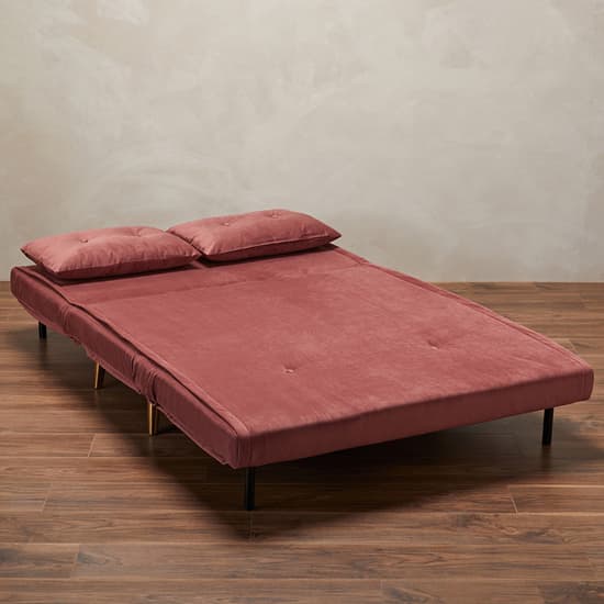 Madisen Velvet Sofa Bed With Gold Legs In Pink Furniture in Fashion