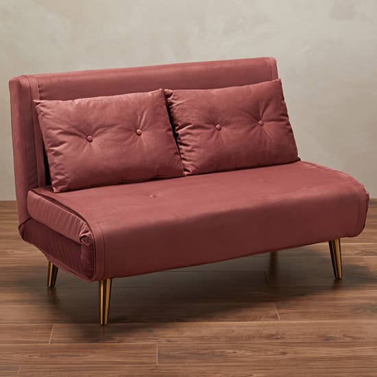 Madisen Velvet Sofa Bed With Gold Legs In Pink Furniture in Fashion