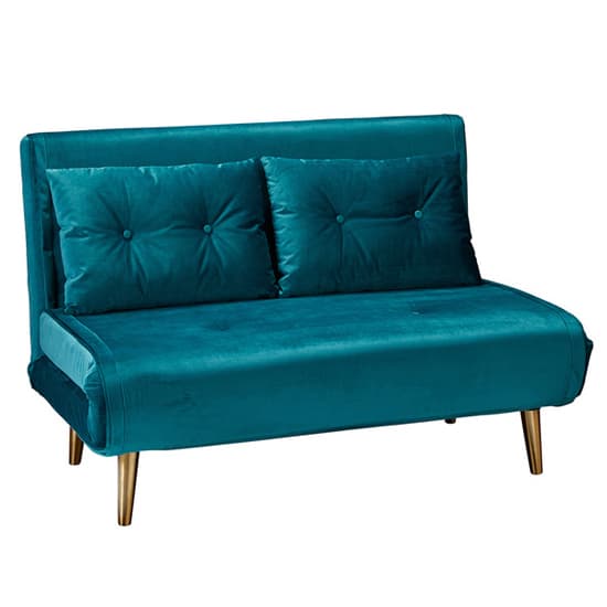 Madisen Velvet Sofa Bed With Gold Legs In Teal_3