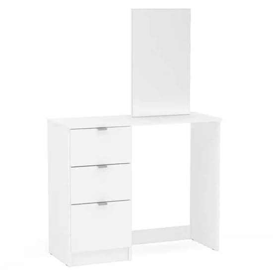 Madisen Wooden Dressing Table With 3 Drawer And Mirror In White_2