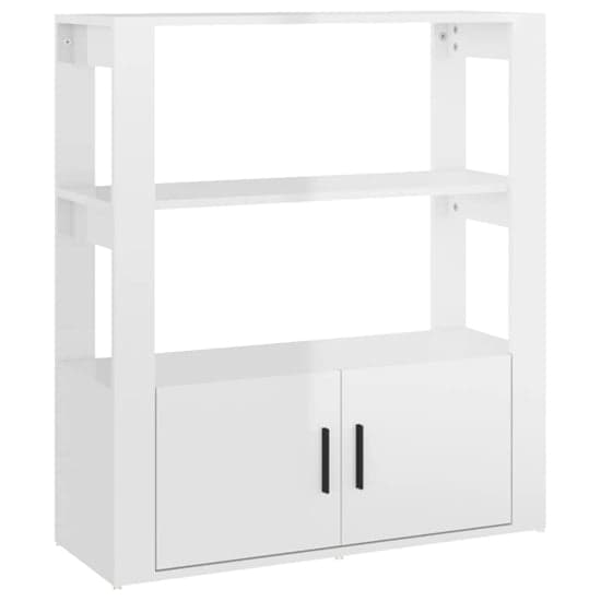 Madison High Gloss Shelving Unit With 2 Doors In White_3