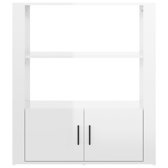 Madison High Gloss Shelving Unit With 2 Doors In White Furniture in