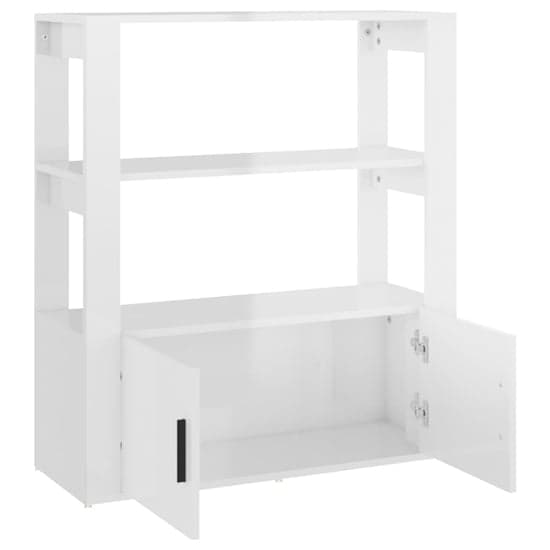 Madison High Gloss Shelving Unit With 2 Doors In White_5