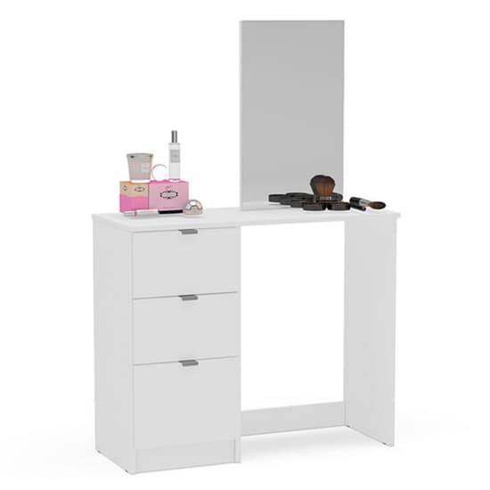 Madison Wooden Dressing Table With 3 Drawer And Mirror In White_2