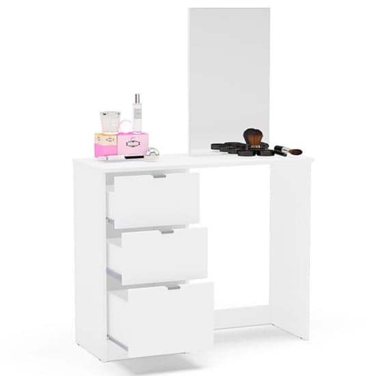Madison Wooden Dressing Table With 3 Drawer And Mirror In White_3
