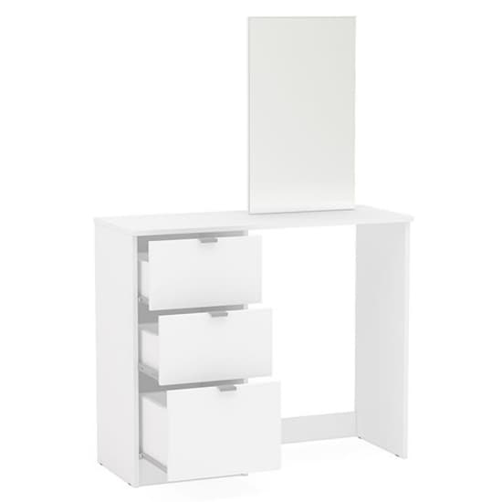 Madison Wooden Dressing Table With 3 Drawer And Mirror In White_5