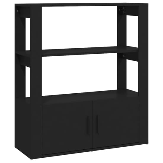 Madison Wooden Shelving Unit With 2 Doors In Black_3