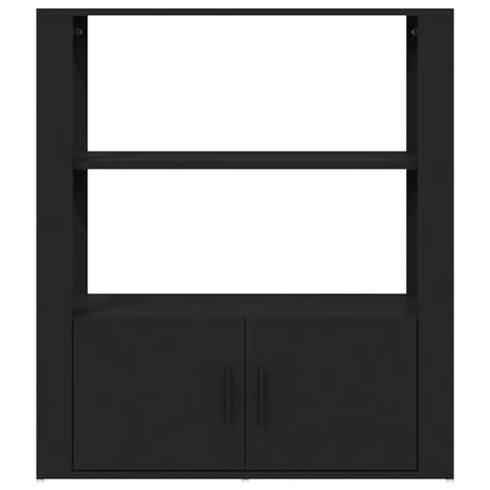 Madison Wooden Shelving Unit With 2 Doors In Black Furniture in Fashion
