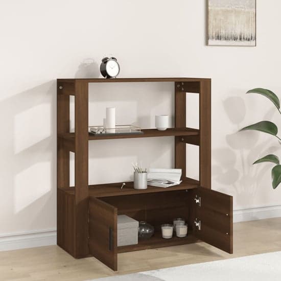 Madison Wooden Shelving Unit With 2 Doors In Brown Oak_2