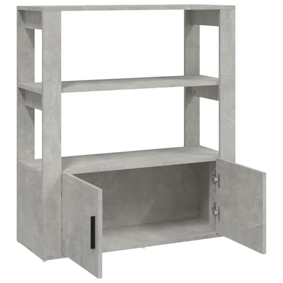 Madison Wooden Shelving Unit With 2 Doors In Concrete Effect_5