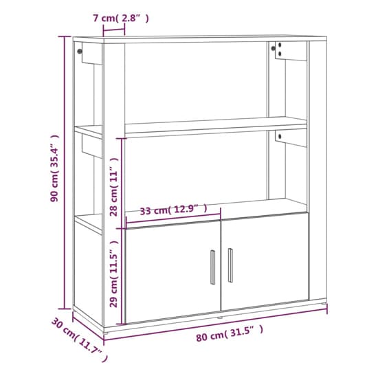 Madison Wooden Shelving Unit With 2 Doors In Concrete Effect_6