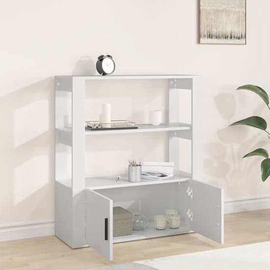Madison Wooden Shelving Unit With 2 Doors In White_2