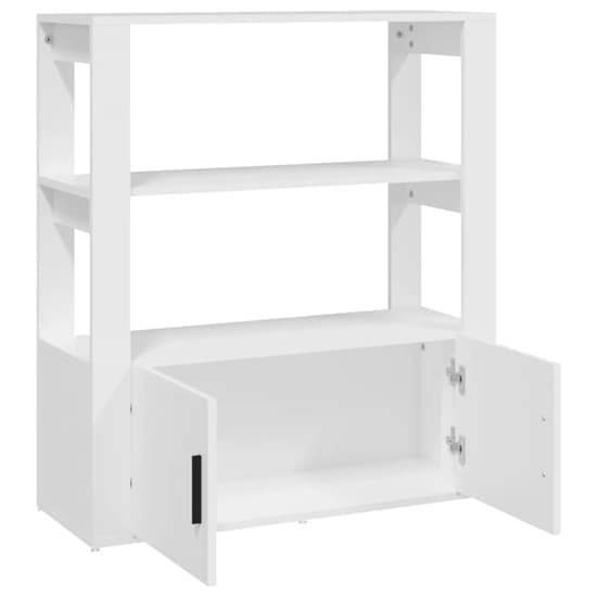 Madison Wooden Shelving Unit With 2 Doors In White Furniture in Fashion
