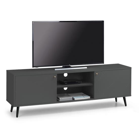 Madra Wooden TV Stand In Grey With 2 Doors_2