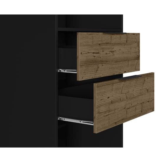 Madric Wooden Bookcase In Black And Acacia Effect_4