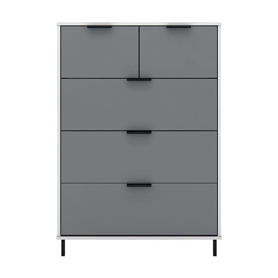 Madric High Gloss Chest Of 5 Drawers In Grey And White_2