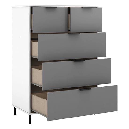 Madric High Gloss Chest Of 5 Drawers In Grey And White_3