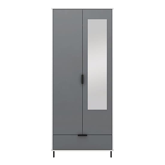 Madric Mirrored Gloss Wardrobe With 2 Doors In Grey And White_2