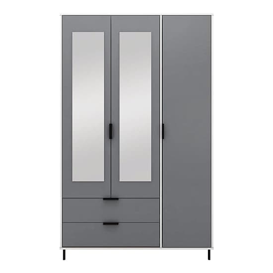 Madric Mirrored Gloss Wardrobe With 3 Doors In Grey And White_2