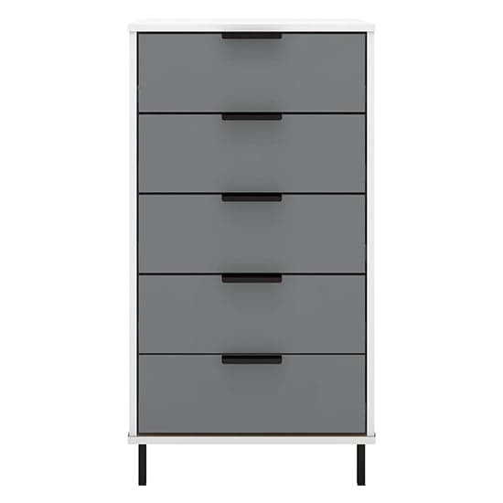 Madric Narrow High Gloss Chest Of 5 Drawers In Grey And White_2
