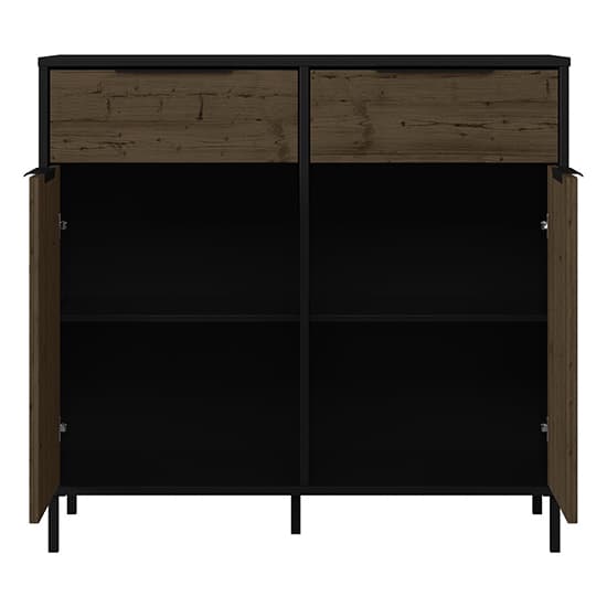Madric Wooden Sideboard With 2 Doors In Black And Acacia Effect_5