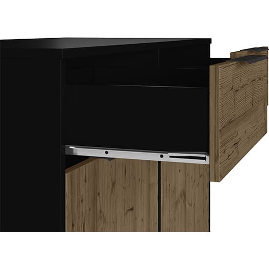 Madric Wooden Sideboard With 2 Doors In Black And Acacia Effect_6