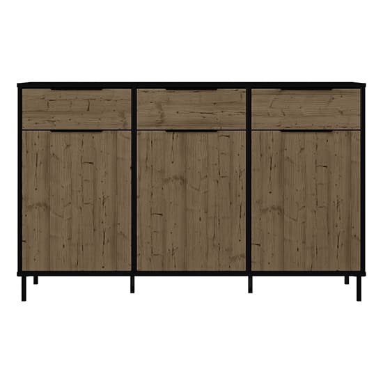 Madric Wooden Sideboard With 3 Doors In Black And Acacia Effect_3