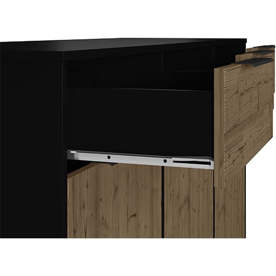 Madric Wooden Sideboard With 3 Doors In Black And Acacia Effect_5
