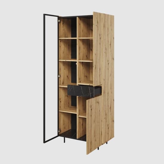 Madrid Wooden Display Cabinet 3 Doors In Artisan Oak With LED_2