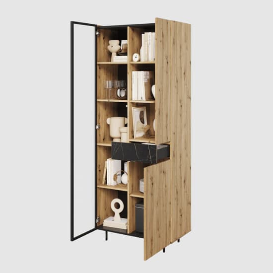 Madrid Wooden Display Cabinet 3 Doors In Artisan Oak With LED_3