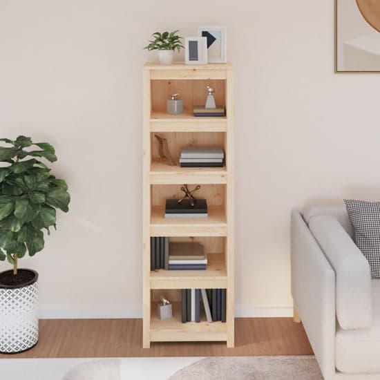 Madrid Solid Pine Wood 5-Tier Bookshelf In Natural_2