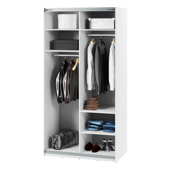 Madrid Wardrobe 120cm With 2 Sliding Doors In White And LED_4