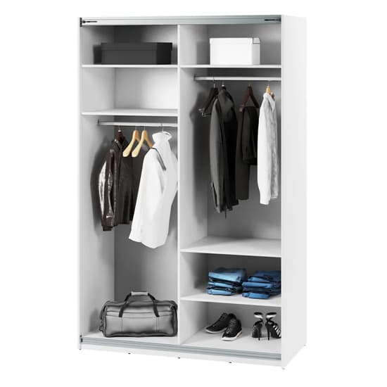 Madrid Wardrobe 150cm With 2 Sliding Doors In White And LED_4