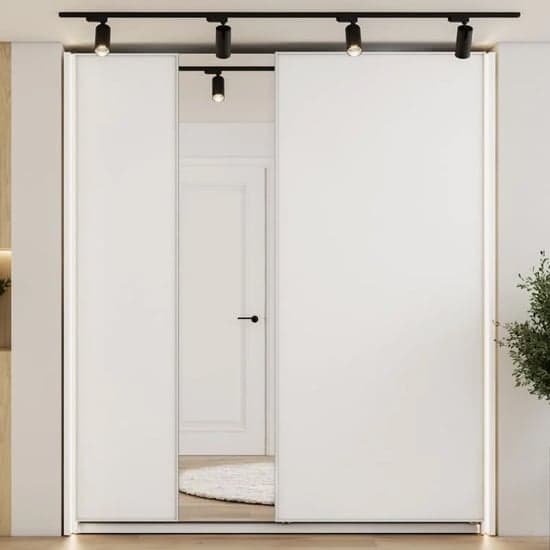 Madrid Wardrobe 200cm With 2 Sliding Doors In White And LED_1