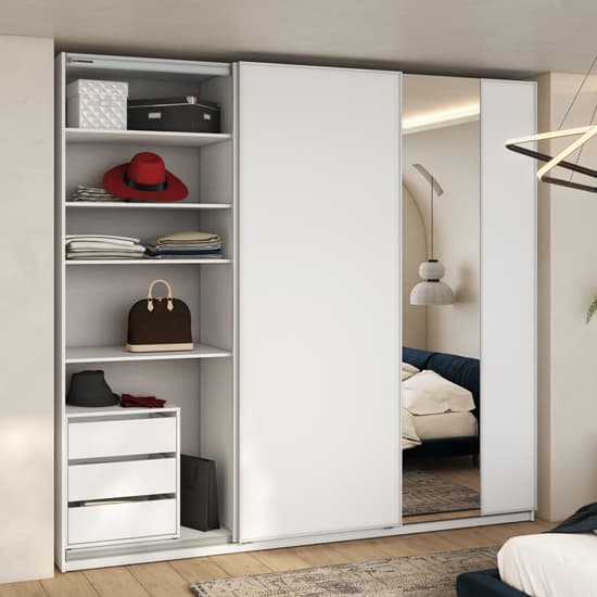 Madrid Wardrobe 220cm With 3 Sliding Doors In White And LED_2