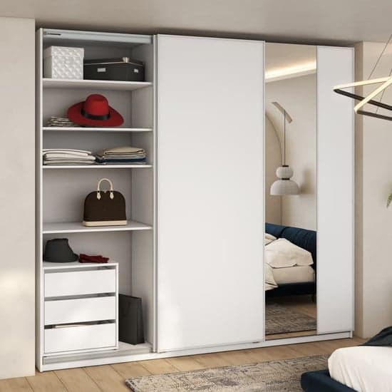 Madrid Wardrobe 250cm With 3 Sliding Doors In White And LED_2