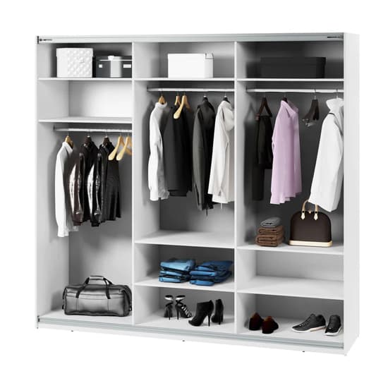 Madrid Wardrobe 250cm With 3 Sliding Doors In White And LED_8