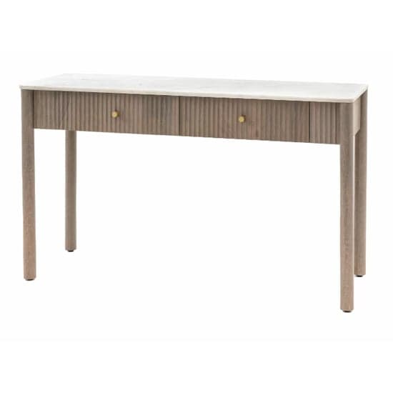 Madrid White Marble Top Console Table 2 Drawers In Grey Wash_2