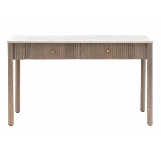 Madrid White Marble Top Console Table 2 Drawers In Grey Wash_4