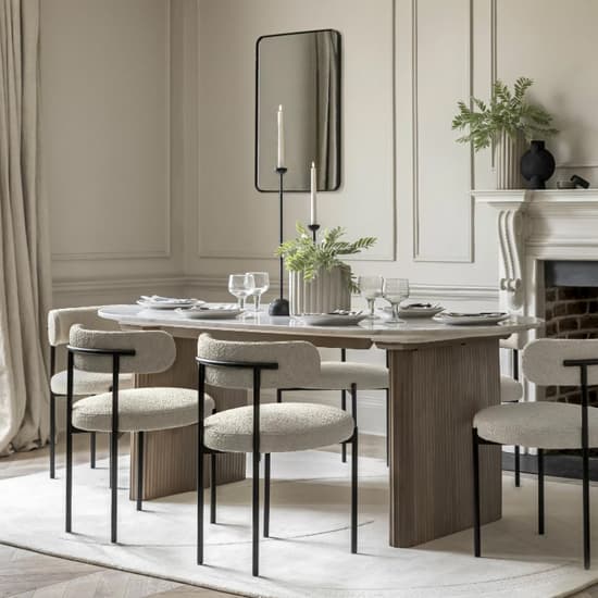 Madrid White Marble Top Dining Table In Grey Wash_7
