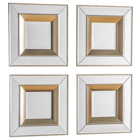 Madrina Square Set Of 4 Wall Mirrors In Gold Frame_2